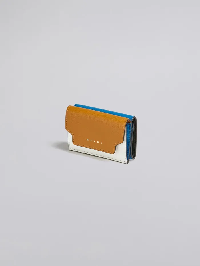 Marni Brown White And Blue Saffiano Leather Trifold Wallet Dijon Womens Wallets and Small Leather Goods Marni Brown White And Blue Saffiano Leather Trifold Wallet Dijon Womens Wallets and Small Leather Goods