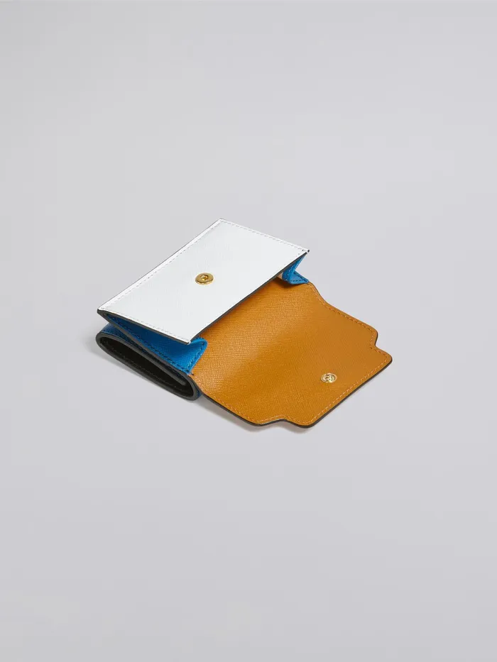 Marni Brown White And Blue Saffiano Leather Trifold Wallet Dijon Womens Wallets and Small Leather Goods Marni Brown White And Blue Saffiano Leather Trifold Wallet Dijon Womens Wallets and Small Leather Goods