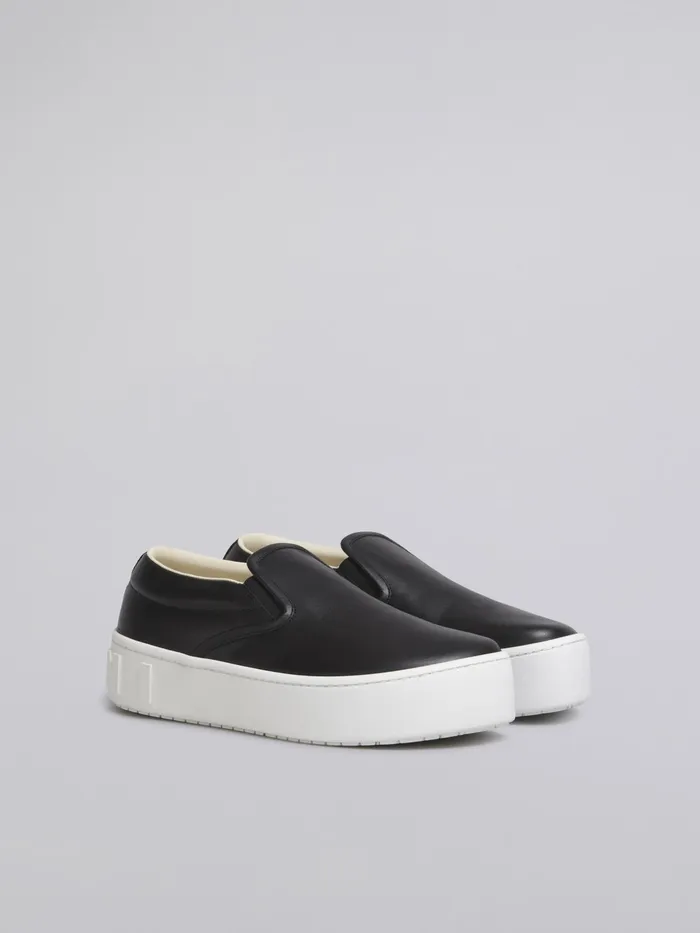 Marni Calfskin Slipon Sneaker With Raised Maxi Logo Black Womens Sneakers Marni Calfskin Slipon Sneaker With Raised Maxi Logo Black Womens Sneakers
