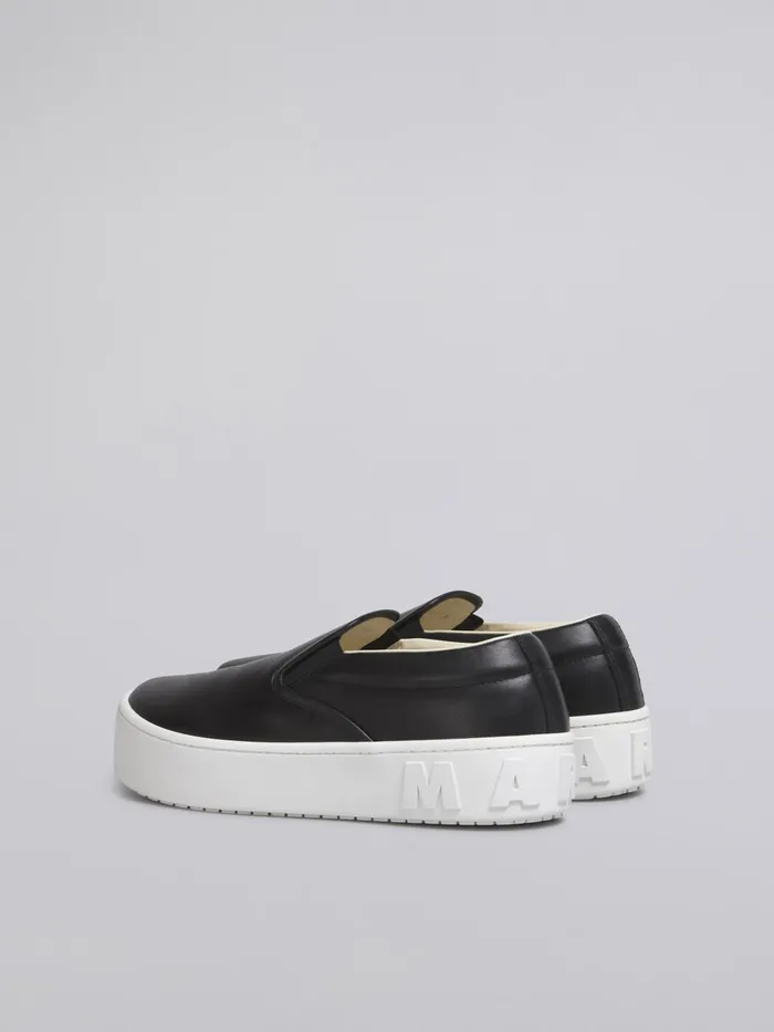 Marni Calfskin Slipon Sneaker With Raised Maxi Logo Black Womens Sneakers Marni Calfskin Slipon Sneaker With Raised Maxi Logo Black Womens Sneakers