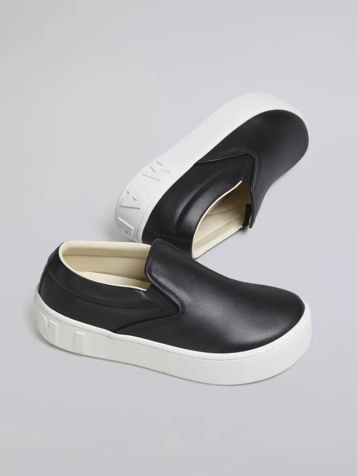 Marni Calfskin Slipon Sneaker With Raised Maxi Logo Black Womens Sneakers Marni Calfskin Slipon Sneaker With Raised Maxi Logo Black Womens Sneakers