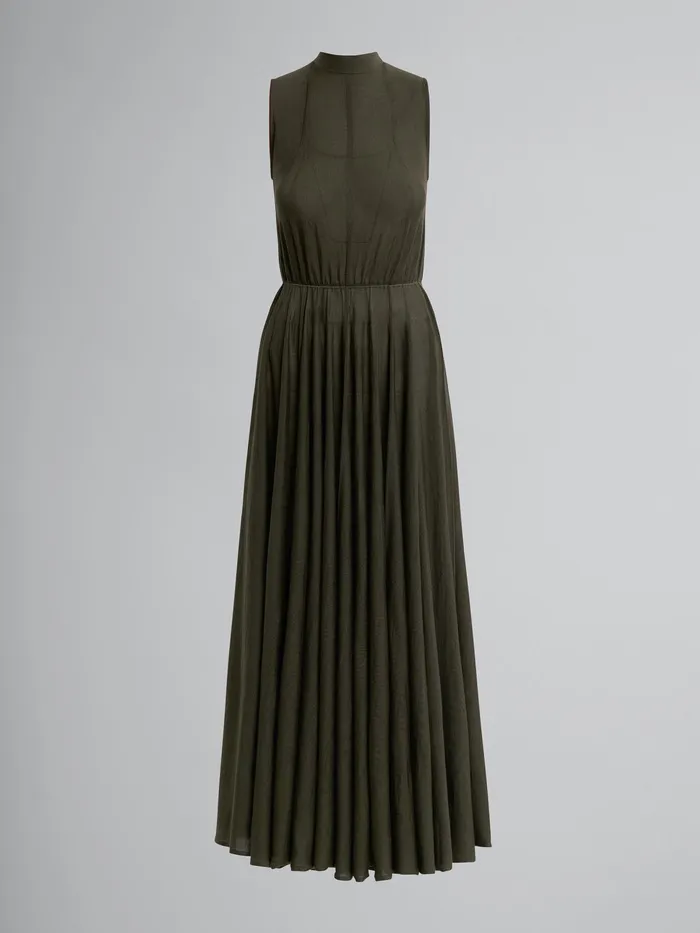 Marni Chic Light Wool Dress Deep Sage Womens Dresses