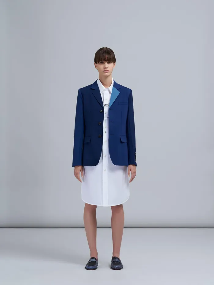 Marni Colourblock Tropical Wool Jacket Cornflower Womens Coats and Jackets Marni Colourblock Tropical Wool Jacket Cornflower Womens Coats and Jackets