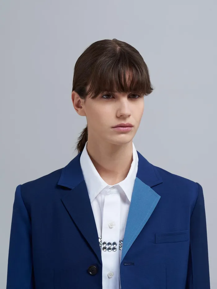 Marni Colourblock Tropical Wool Jacket Cornflower Womens Coats and Jackets Marni Colourblock Tropical Wool Jacket Cornflower Womens Coats and Jackets