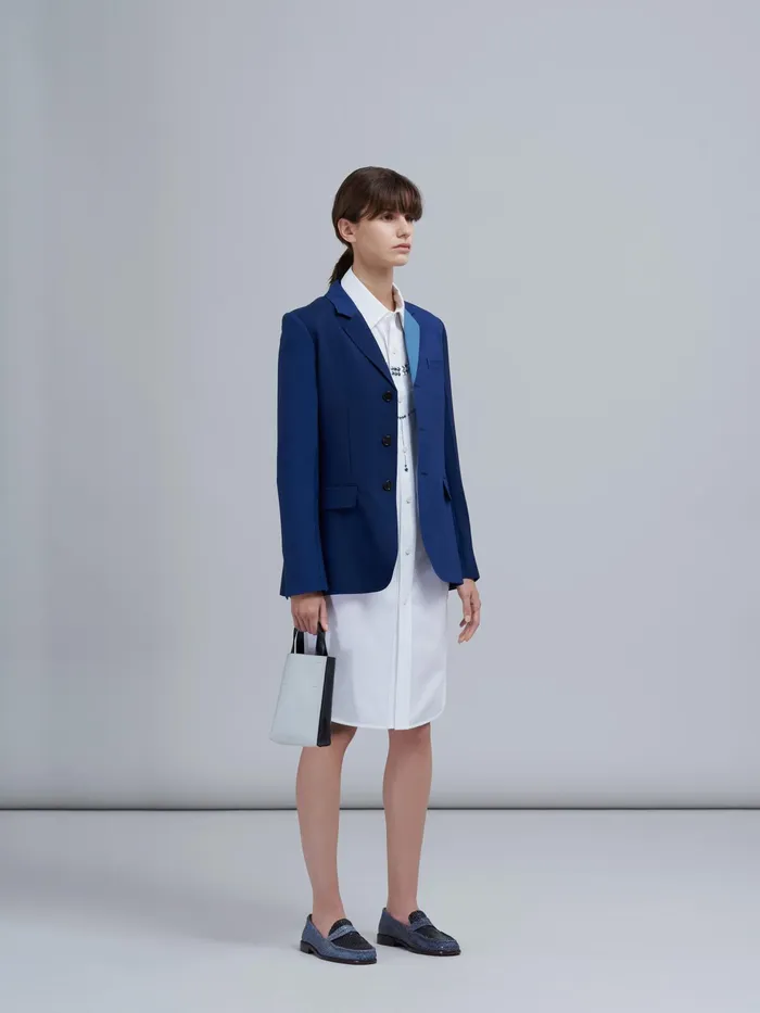 Marni Colourblock Tropical Wool Jacket Cornflower Womens Coats and Jackets Marni Colourblock Tropical Wool Jacket Cornflower Womens Coats and Jackets