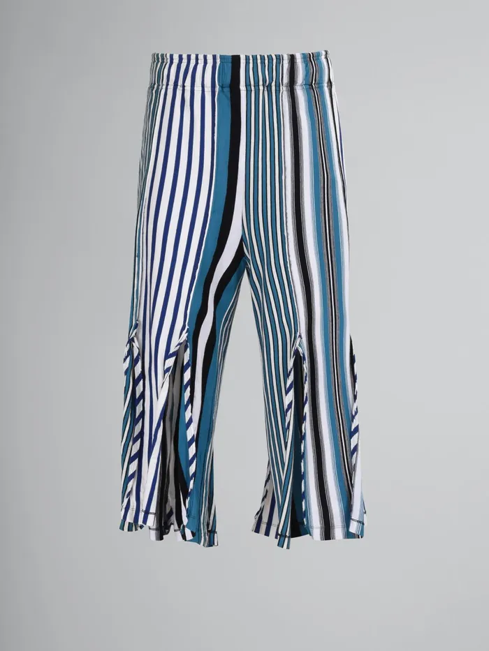 Marni Compact Striped Jersey Cropped Pants Royal Mens Trousers