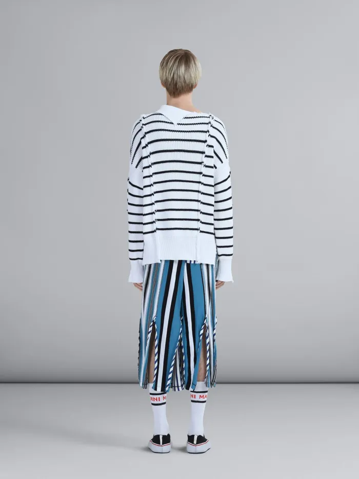 Marni Compact Striped Jersey Cropped Pants Royal Mens Trousers Marni Compact Striped Jersey Cropped Pants Royal Mens Trousers
