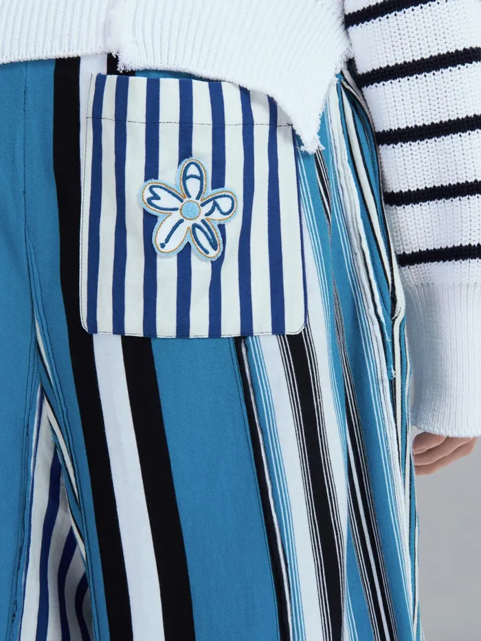 Marni Compact Striped Jersey Cropped Pants Royal Mens Trousers Marni Compact Striped Jersey Cropped Pants Royal Mens Trousers