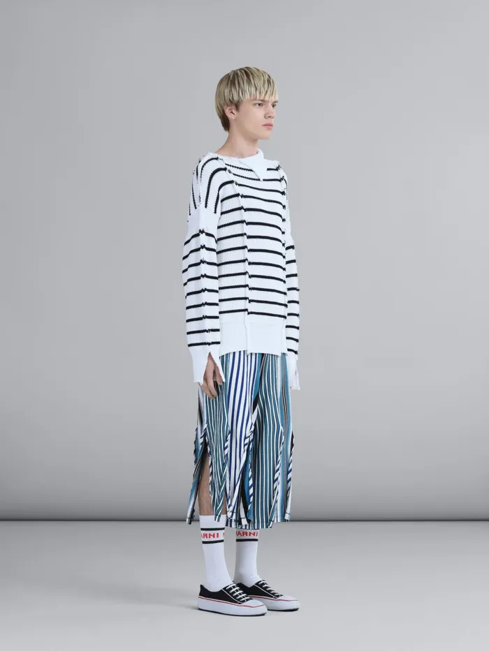 Marni Compact Striped Jersey Cropped Pants Royal Mens Trousers Marni Compact Striped Jersey Cropped Pants Royal Mens Trousers