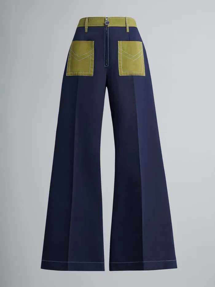 Marni Cotton Drill Trousers Deep Blue Womens Pants