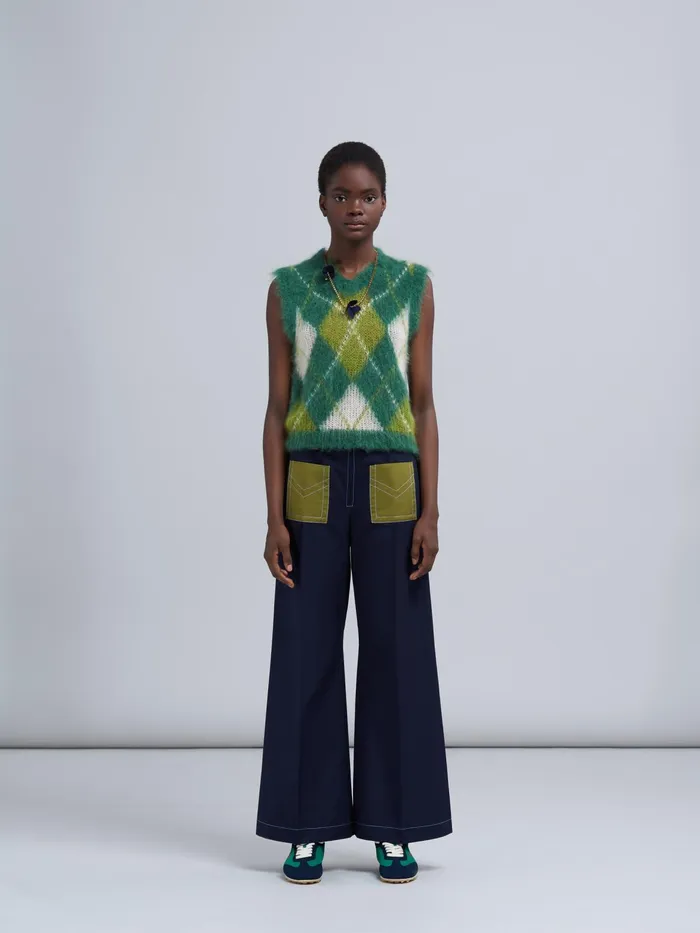 Marni Cotton Drill Trousers Deep Blue Womens Pants Marni Cotton Drill Trousers Deep Blue Womens Pants