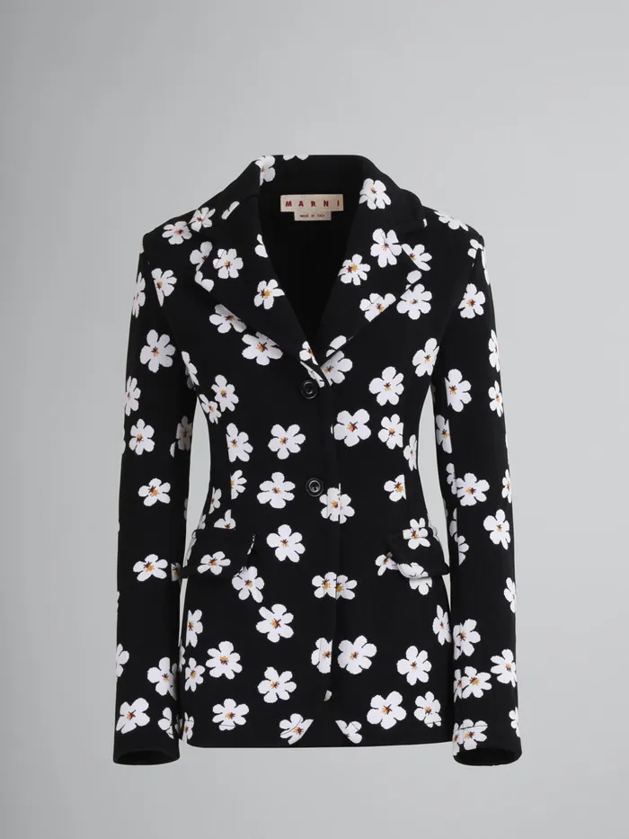 Marni Daisy Jacquard Blazer Black Womens Coats and Jackets