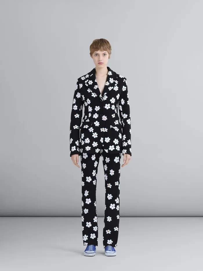 Marni Daisy Jacquard Blazer Black Womens Coats and Jackets Marni Daisy Jacquard Blazer Black Womens Coats and Jackets