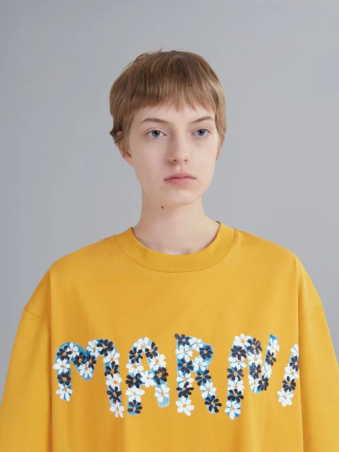 Marni Daisy Logo Print Yellow Jersey Tshirt Gold Womens Sweatshirts and TShirts Marni Daisy Logo Print Yellow Jersey Tshirt Gold Womens Sweatshirts and TShirts