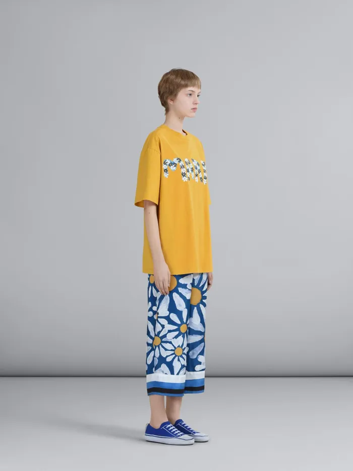 Marni Daisy Logo Print Yellow Jersey Tshirt Gold Womens Sweatshirts and TShirts Marni Daisy Logo Print Yellow Jersey Tshirt Gold Womens Sweatshirts and TShirts