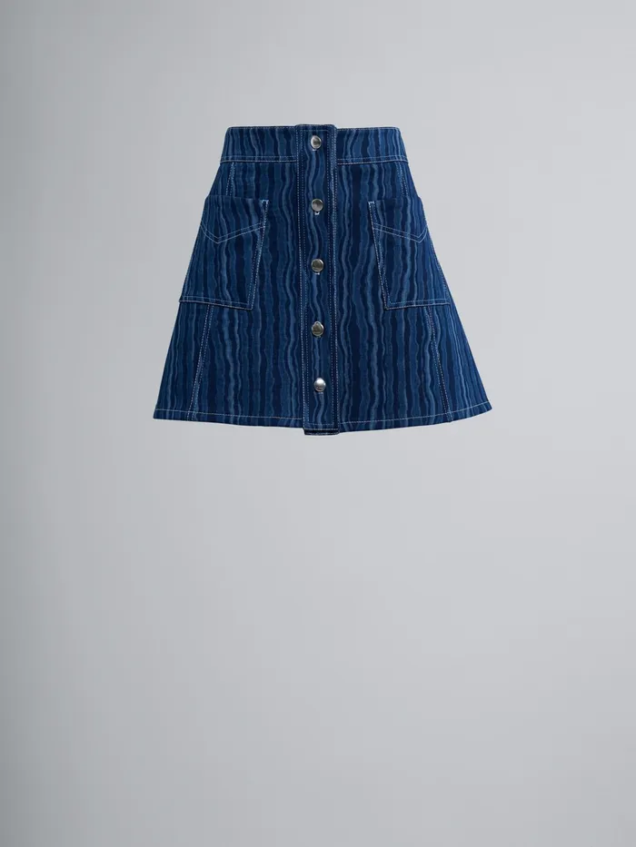 Marni Degrad Denim Skirt Blublack Womens Skirts