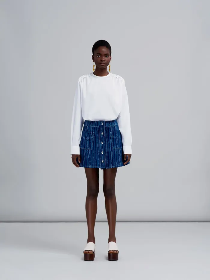 Marni Degrad Denim Skirt Blublack Womens Skirts Marni Degrad Denim Skirt Blublack Womens Skirts