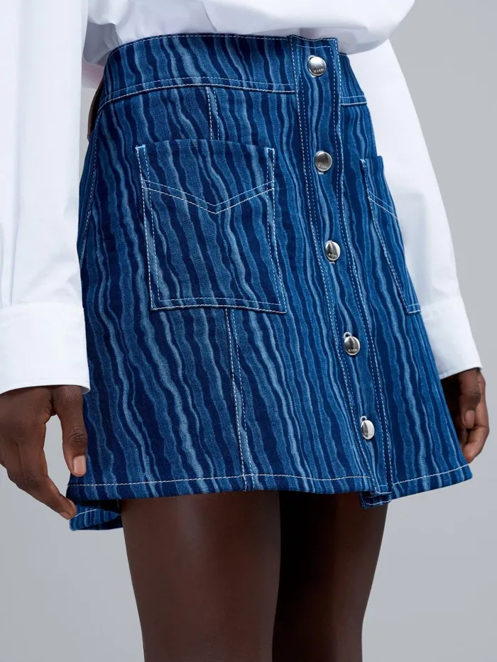Marni Degrad Denim Skirt Blublack Womens Skirts Marni Degrad Denim Skirt Blublack Womens Skirts