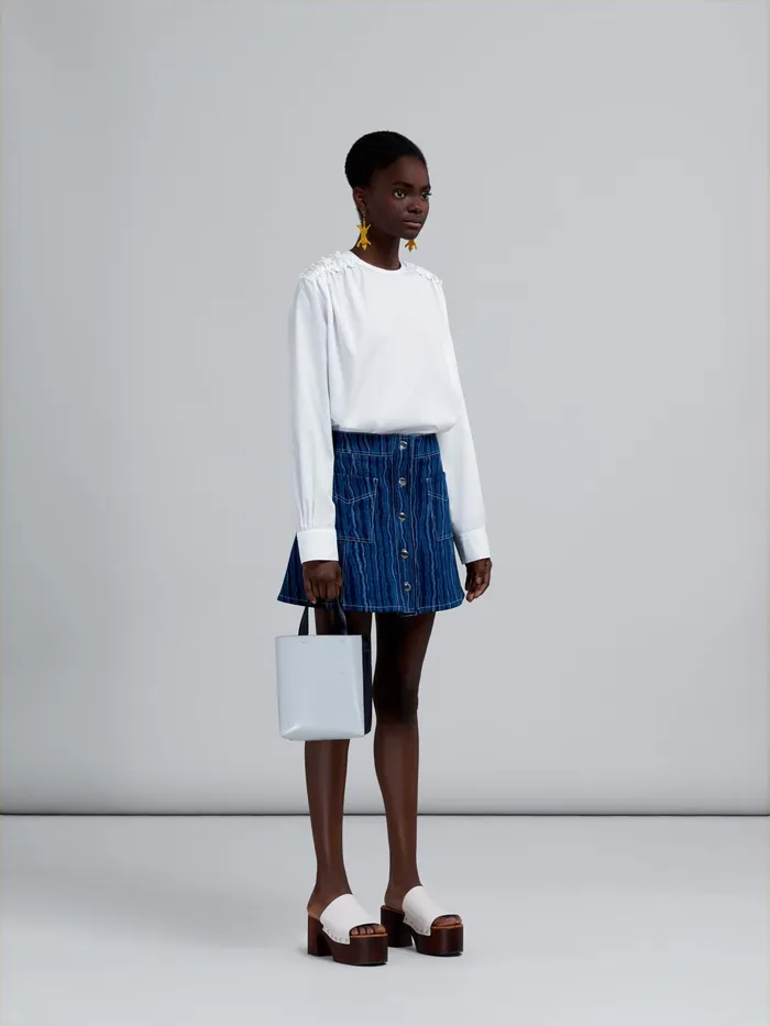 Marni Degrad Denim Skirt Blublack Womens Skirts Marni Degrad Denim Skirt Blublack Womens Skirts