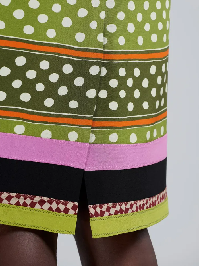 Marni Dot and Stripe Print Silk Skirt Dusty Olive Womens Skirts Marni Dot and Stripe Print Silk Skirt Dusty Olive Womens Skirts