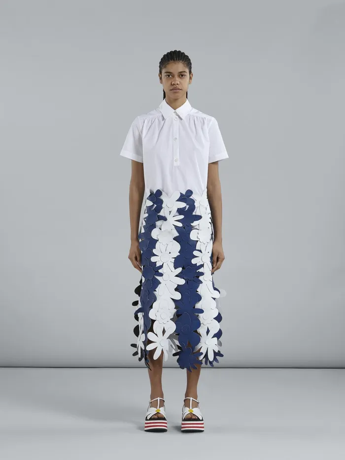 Marni Embroidered Leather Flowers Maxi Skirt Lily White Womens Skirts Marni Embroidered Leather Flowers Maxi Skirt Lily White Womens Skirts