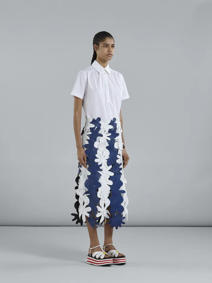 Marni Embroidered Leather Flowers Maxi Skirt Lily White Womens Skirts Marni Embroidered Leather Flowers Maxi Skirt Lily White Womens Skirts