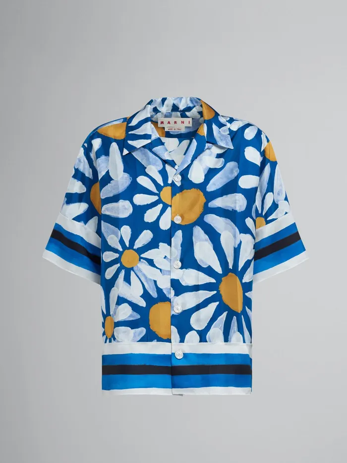 Marni Euphoria Print Viscose Jacquard Shirt Royal Womens Tops and Shirts