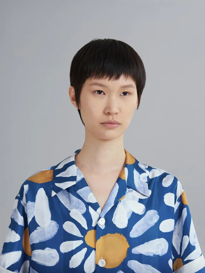 Marni Euphoria Print Viscose Jacquard Shirt Royal Womens Tops and Shirts Marni Euphoria Print Viscose Jacquard Shirt Royal Womens Tops and Shirts