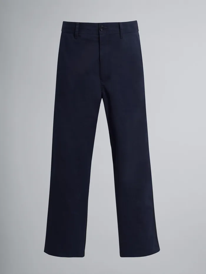 Marni Gabardine And Cotton Twill Cropped Trousers Blublack Mens Trousers
