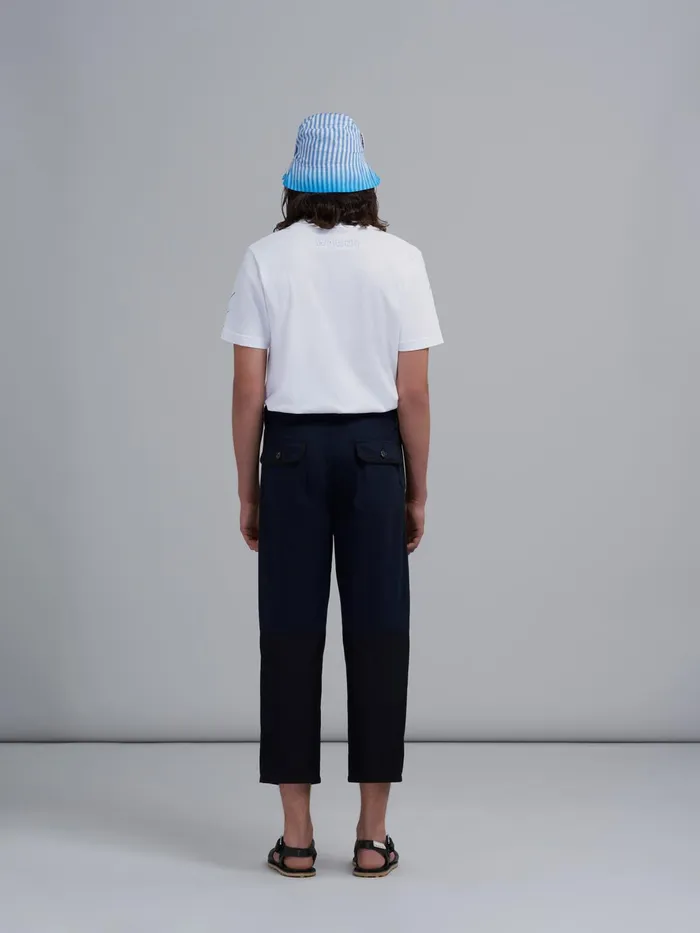 Marni Gabardine And Cotton Twill Cropped Trousers Blublack Mens Trousers Marni Gabardine And Cotton Twill Cropped Trousers Blublack Mens Trousers