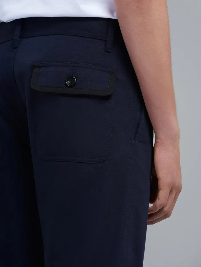 Marni Gabardine And Cotton Twill Cropped Trousers Blublack Mens Trousers Marni Gabardine And Cotton Twill Cropped Trousers Blublack Mens Trousers