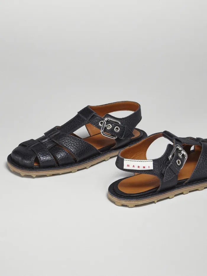 Marni Grained Calf Fisherman039s Sandal Black Womens Sandals and Wedges Marni Grained Calf Fisherman039s Sandal Black Womens Sandals and Wedges