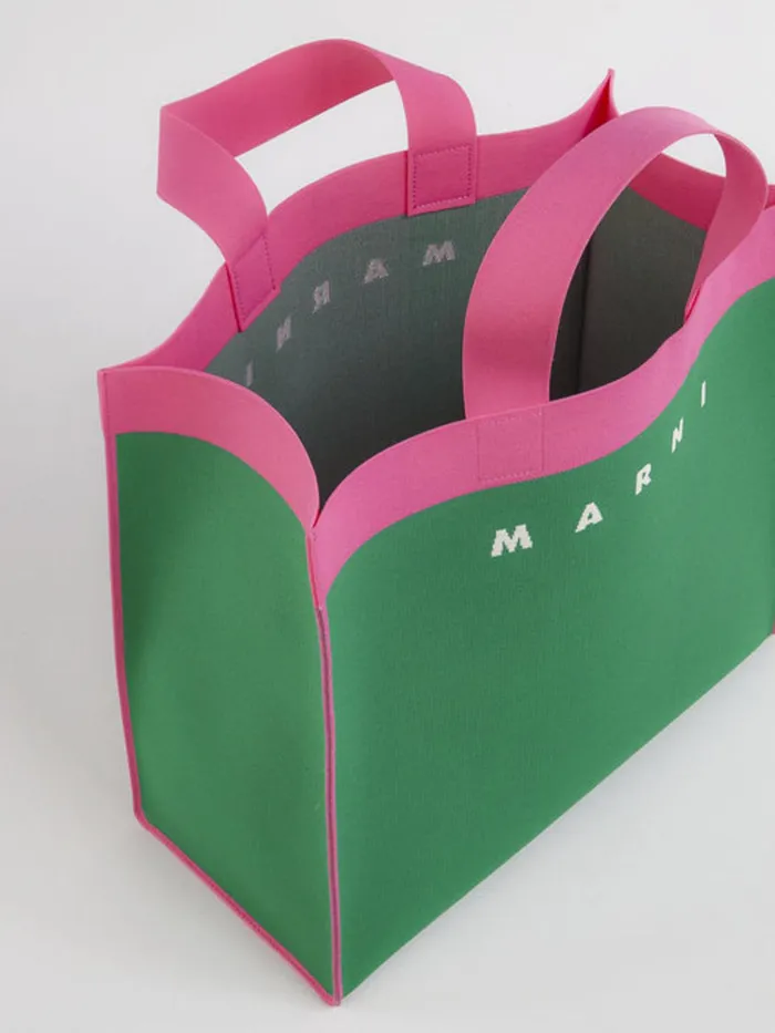 Marni Green And Fuchsia Jacquard Shopping Bag Garden Green Womens Shopping Bags Marni Green And Fuchsia Jacquard Shopping Bag Garden Green Womens Shopping Bags