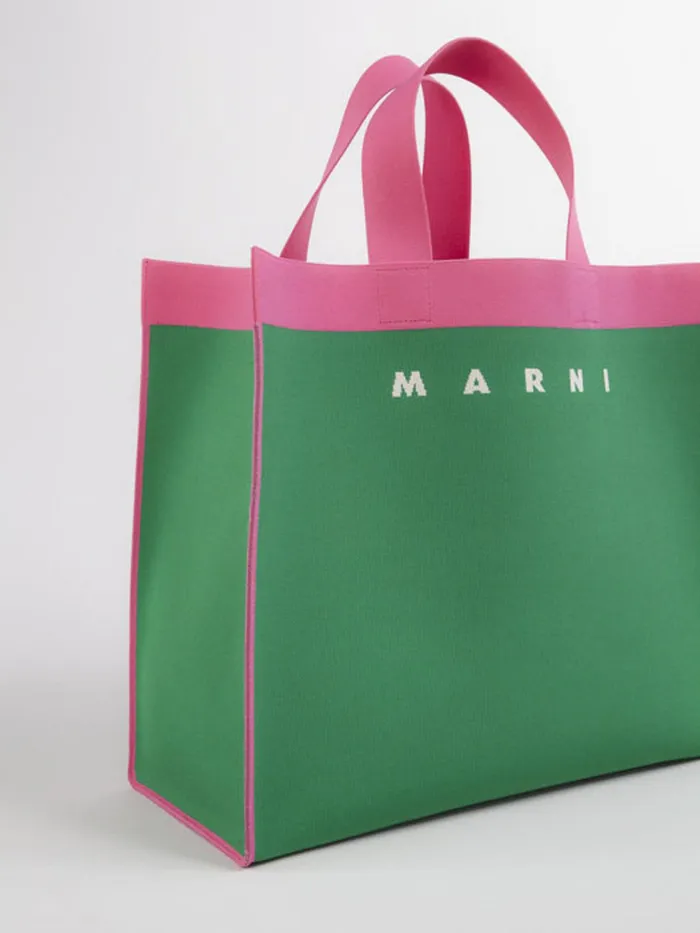 Marni Green And Fuchsia Jacquard Shopping Bag Garden Green Womens Shopping Bags Marni Green And Fuchsia Jacquard Shopping Bag Garden Green Womens Shopping Bags