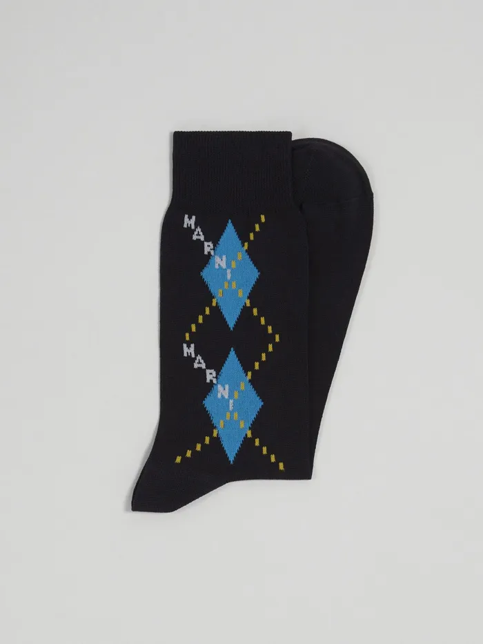 Marni Grey Lisle Cotton And Nylon Sock Dark Grey Mens Socks Marni Grey Lisle Cotton And Nylon Sock Dark Grey Mens Socks