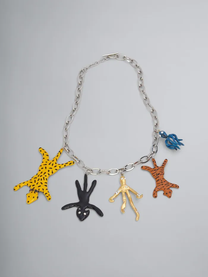 Marni Metal Cand Enamel Jungle Necklace Multicolor Womens Necklaces