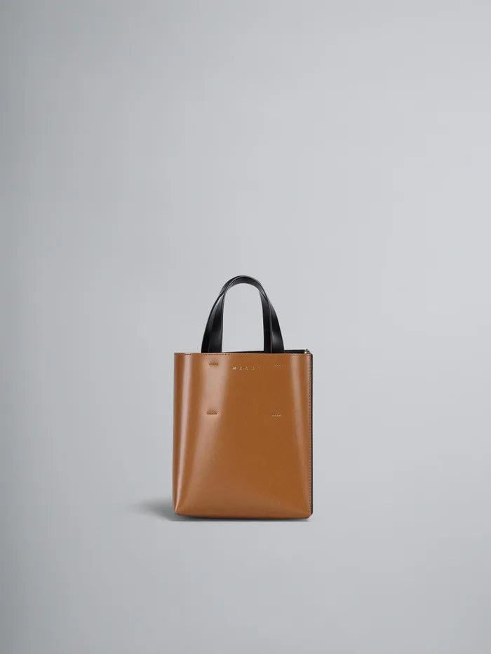 Marni Museo Mini Bag In Brown And Black Leather Pompeii Womens Shopping Bags