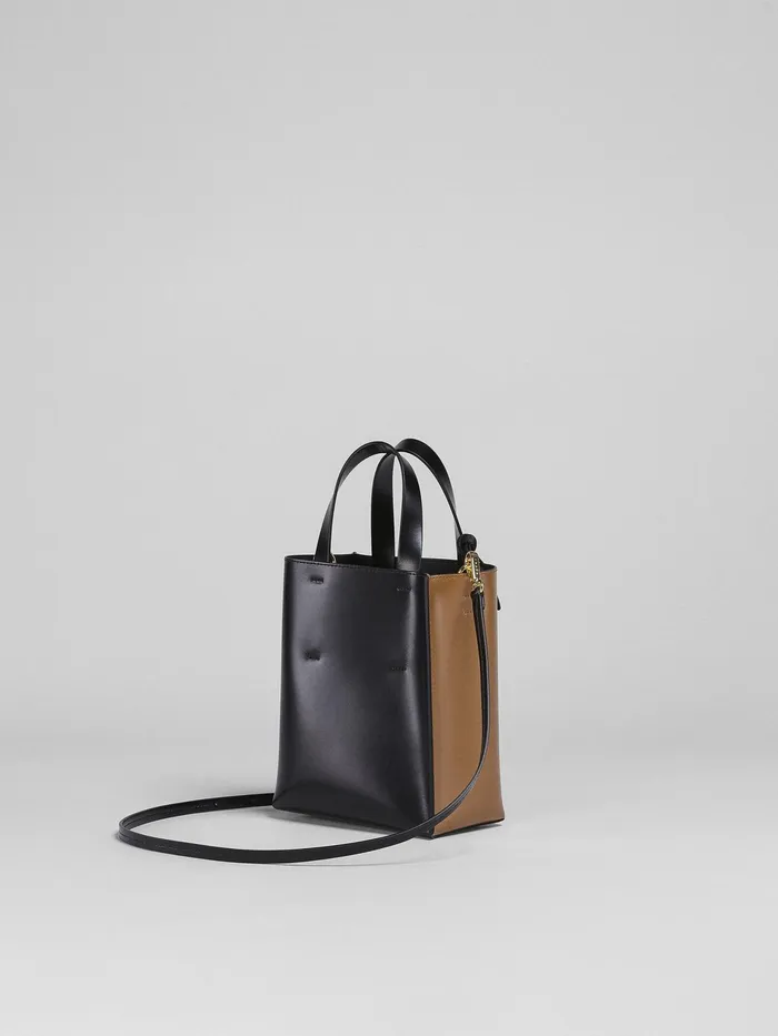 Marni Museo Mini Bag In Brown And Black Leather Pompeii Womens Shopping Bags Marni Museo Mini Bag In Brown And Black Leather Pompeii Womens Shopping Bags