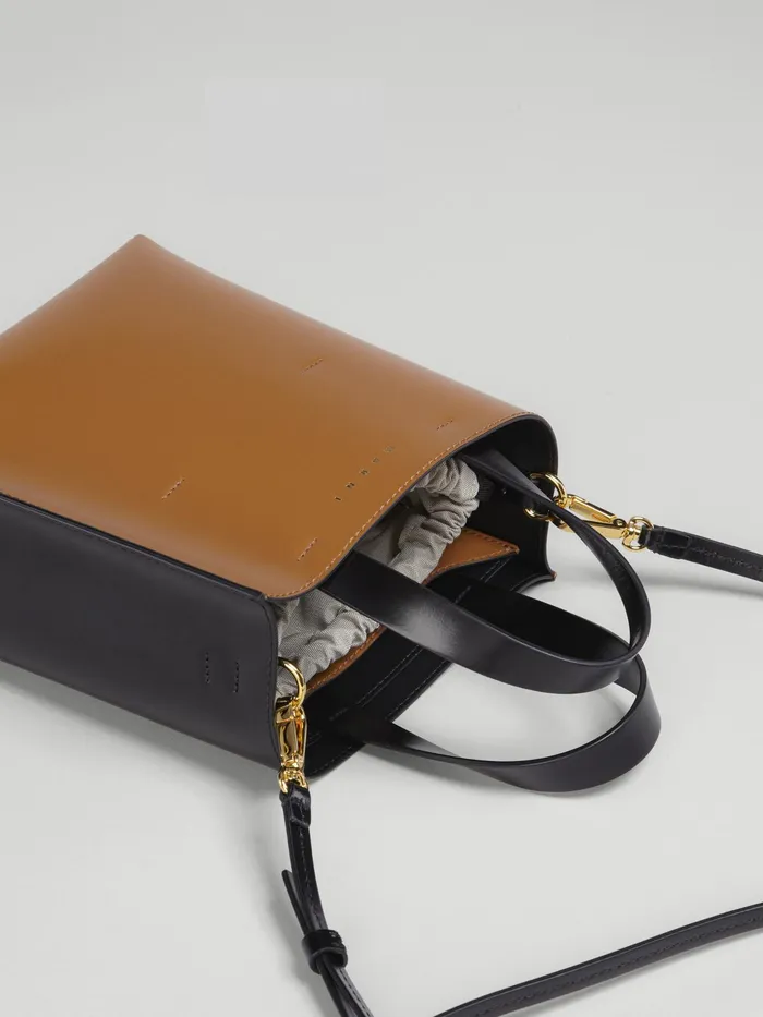 Marni Museo Mini Bag In Brown And Black Leather Pompeii Womens Shopping Bags Marni Museo Mini Bag In Brown And Black Leather Pompeii Womens Shopping Bags