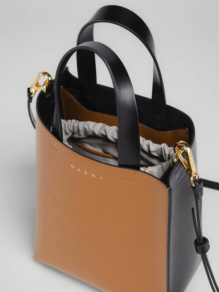 Marni Museo Mini Bag In Brown And Black Leather Pompeii Womens Shopping Bags Marni Museo Mini Bag In Brown And Black Leather Pompeii Womens Shopping Bags