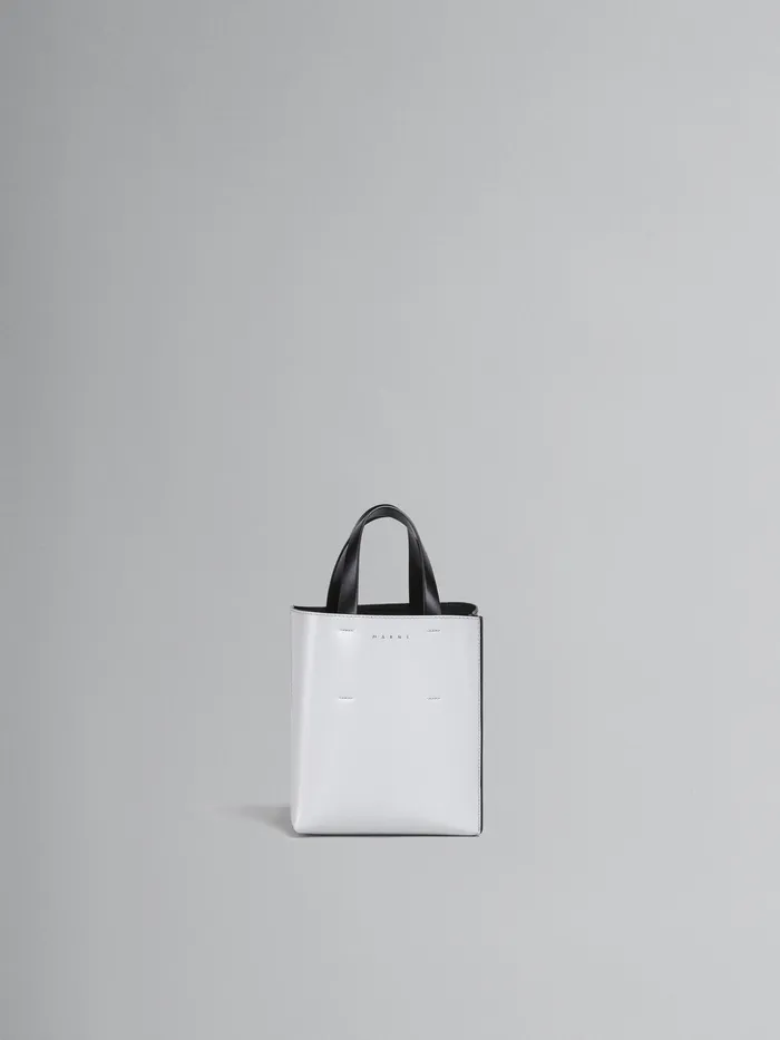 Marni Museo Mini Bag In White And Black Leather Stone Womens Shopping Bags