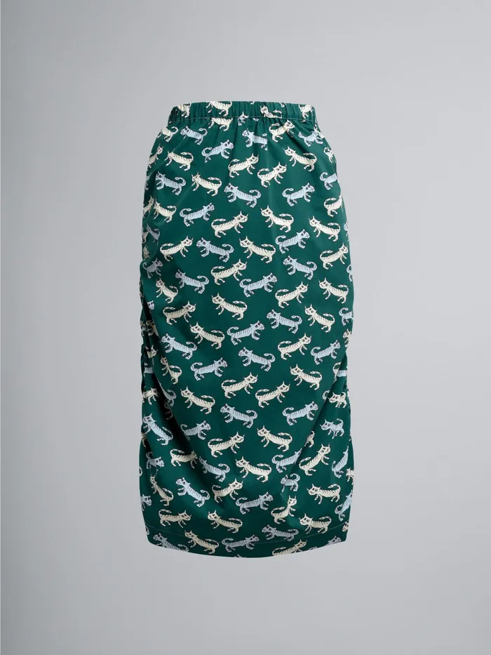 Marni Naif Tiger Print Poplin Pencil Skirt Jade Womens Skirts