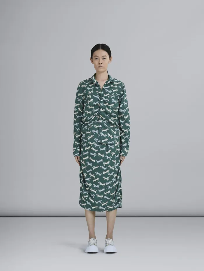 Marni Naif Tiger Print Poplin Pencil Skirt Jade Womens Skirts Marni Naif Tiger Print Poplin Pencil Skirt Jade Womens Skirts