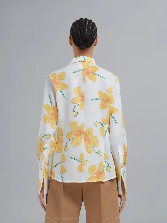 Marni Orchids Print Rami Shirt Maize Womens Tops and Shirts Marni Orchids Print Rami Shirt Maize Womens Tops and Shirts