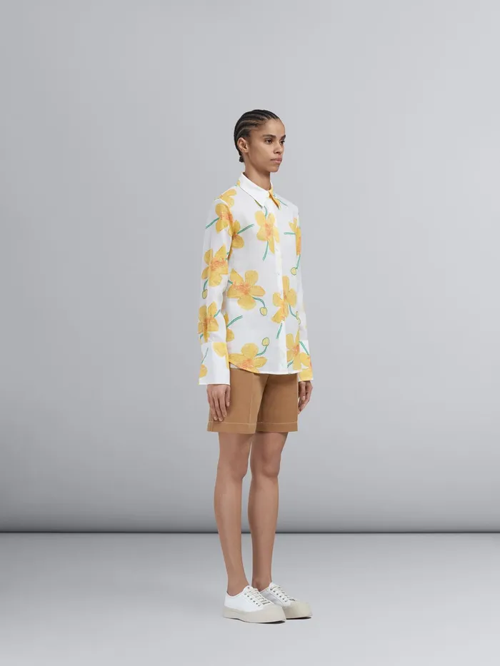 Marni Orchids Print Rami Shirt Maize Womens Tops and Shirts Marni Orchids Print Rami Shirt Maize Womens Tops and Shirts