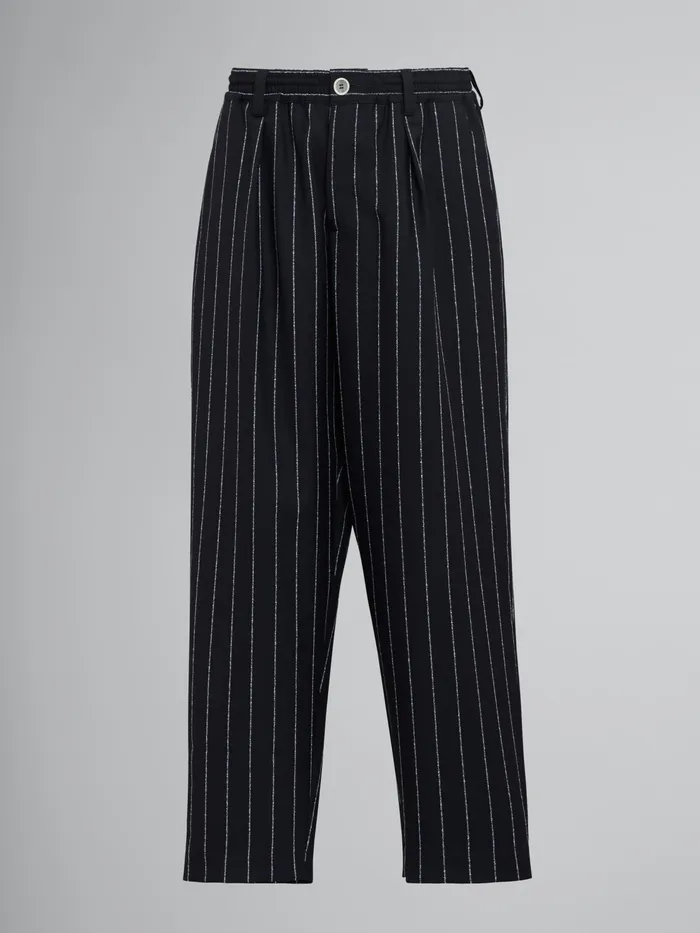 Marni Pinstriped Fresco Wool Pants Black Mens Trousers