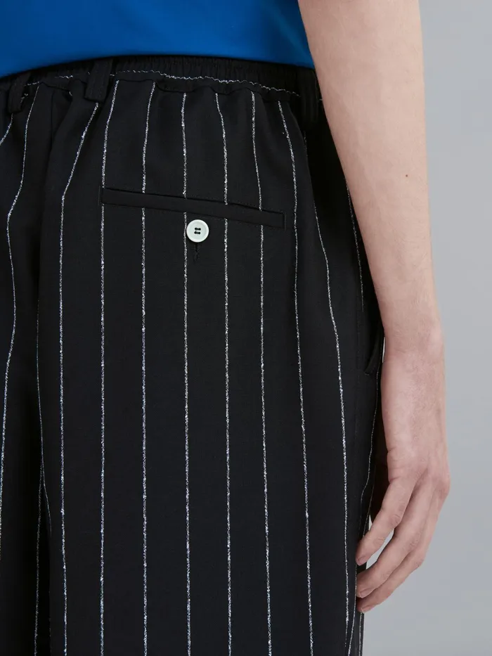 Marni Pinstriped Fresco Wool Pants Black Mens Trousers Marni Pinstriped Fresco Wool Pants Black Mens Trousers