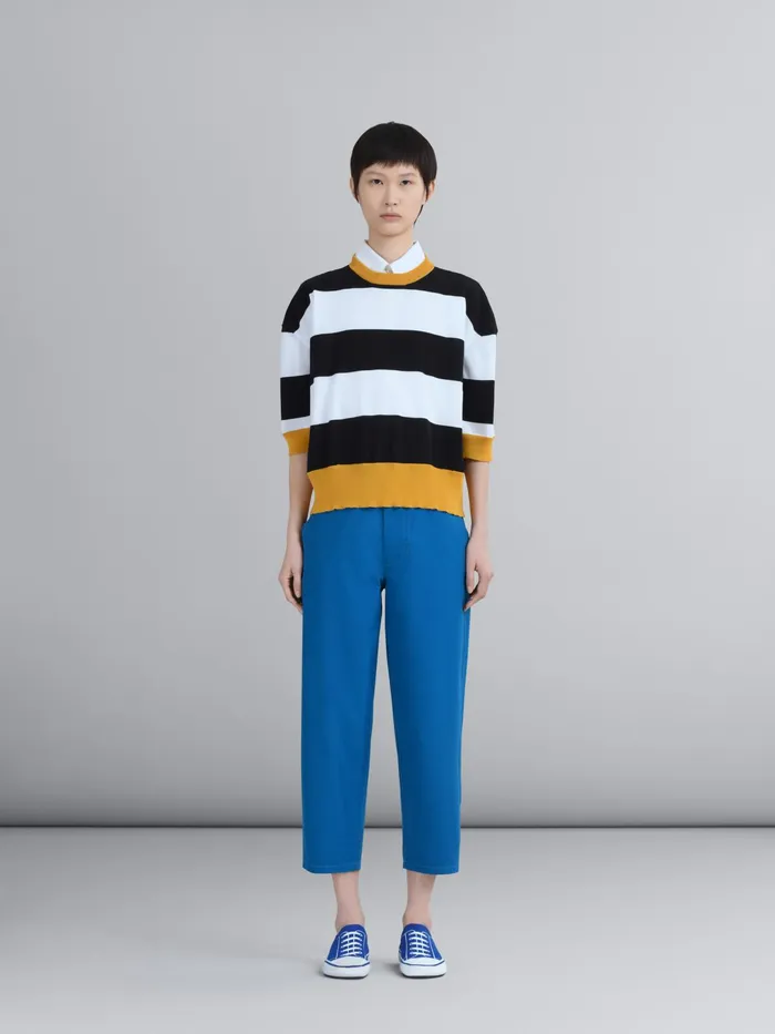 Marni Poplin Cropped Pants Blue Womens Pants Marni Poplin Cropped Pants Blue Womens Pants