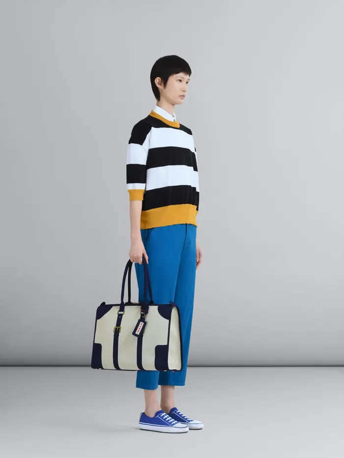 Marni Poplin Cropped Pants Blue Womens Pants Marni Poplin Cropped Pants Blue Womens Pants
