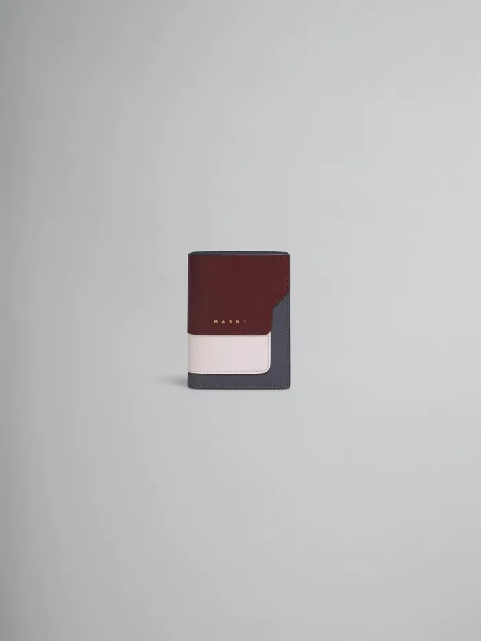 Marni Red Pink And Grey Saffiano Leather Bifold Wallet Deep Red Womens Wallets and Small Leather Goods Marni Red Pink And Grey Saffiano Leather Bifold Wallet Deep Red Womens Wallets and Small Leather Goods